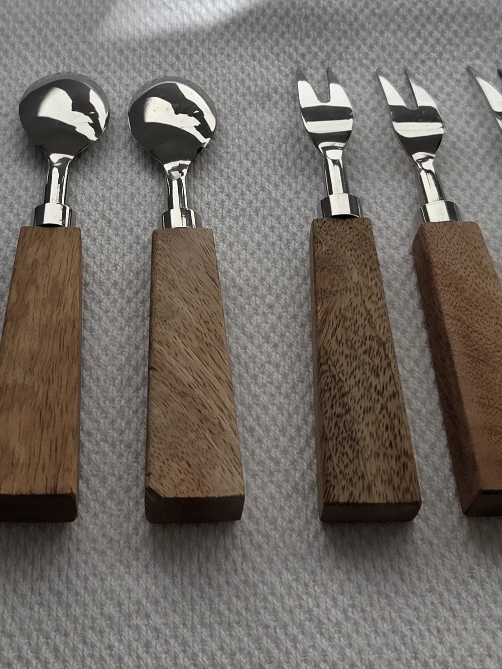 Source Unknown Wood Handle Nautical Appetizer Forks and Spoons - Brown & Silver
